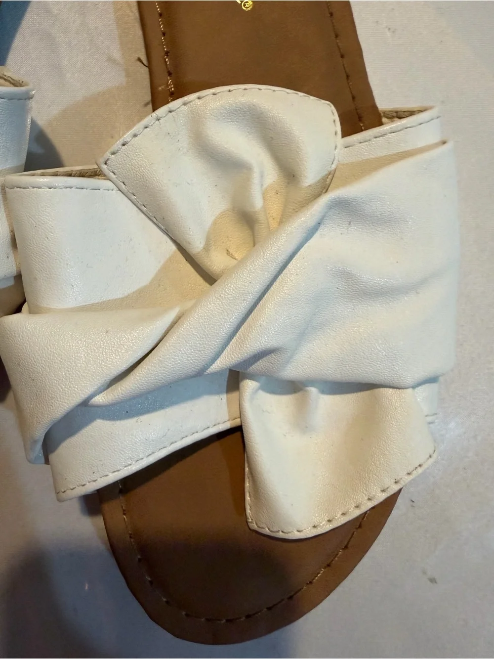 White Knot Slide Sandals for Women